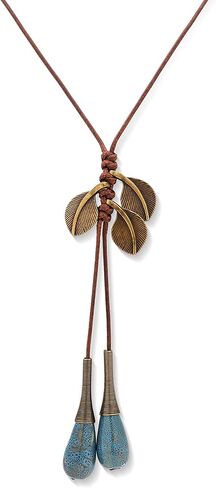 Minachi Hippie Bohemian Vintage Antique Leaf Red Green Beads Necklace ، Boho Jewelry Gift for Women in Kuwait