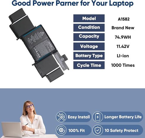 بطارية كمبيوتر محمول بديلة 8000 مللي أمبير A1466 لجهاز MacBook Air 13 بوصة A1466 (منتصف 2012، منتصف 2013، أوائل 2014، أوائل 2015،2017) A1369 (أواخر 2010، إصدار منتصف 2011) A1496 A1405 A1377 (EMC: 2925، 2469، 2559، 2392) in Kuwait