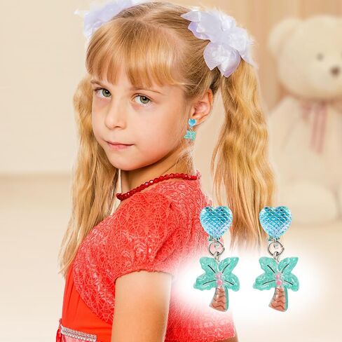 6 Pairs Easter Girl Clip On Earrings, Non Pierced Earrings Set with Ear Pads Cute Bunny Butterfly Rainbow Design Ear Clips for Children Non Perforated Clip on Earring Stud Jewelry for Girls Gift in Saudi Arabia