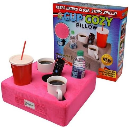 Cup Cozy Deluxe Pillow (Gray) * كما شوهد على شاشة التلفزيون * -أفضل وسادة حامل كأس العالم! وسادة حامل الكأس للأريكة والأريكة والسرير والسيارة و RV و Park & ​​More! مشروبات ، أجهزة التحكم عن بُعد ، ووجبات خفيفة صينية in Kuwait