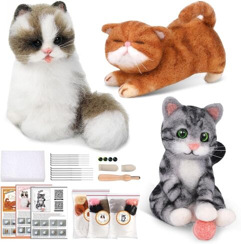 Mayboos 6 PCS Needle Felting Kit, Animal Needle Felting Beginner Kits Wool Felt Needle Felting Tools with Instruction for DIY Craft Animal Home Decoration (Cute Dog) in Kuwait