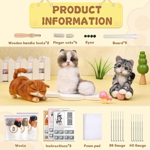 Mayboos 6 PCS Needle Felting Kit, Animal Needle Felting Beginner Kits Wool Felt Needle Felting Tools with Instruction for DIY Craft Animal Home Decoration (Cute Dog) in Kuwait