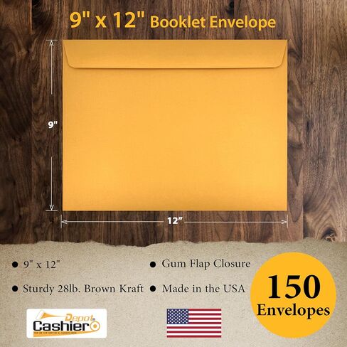 500 Cashier Depot 9" x 12" Booklet Envelopes (Open Side), Heavy 28lb. Brown Kraft Paper, Strong Gum Flap, 500 Envelopes in Saudi Arabia