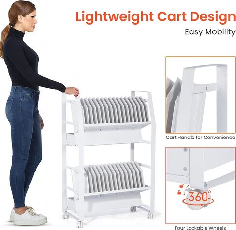 عربة Chromebook Open Charging Cart ، 32 عربة شحن الأجهزة المحمولة لأجهزة iPad ، وأجهزة الكمبيوتر المحمولة ، وكتب chromes ، وتوافق مع أي حجم شاشة ، وفتحات الوصول السهلة ، وفواصل القابلة للإزالة ، وحماية الطفرة in Kuwait