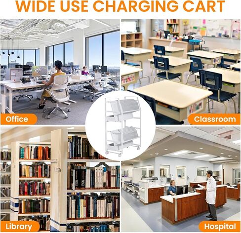 عربة Chromebook Open Charging Cart ، 32 عربة شحن الأجهزة المحمولة لأجهزة iPad ، وأجهزة الكمبيوتر المحمولة ، وكتب chromes ، وتوافق مع أي حجم شاشة ، وفتحات الوصول السهلة ، وفواصل القابلة للإزالة ، وحماية الطفرة in Kuwait
