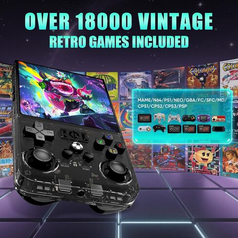 2025 NEW R36MAX GAME GAME CONSOLE MINI GAME CONSOLE 4.0 "IPS Video Game Console مدمجة 64 جيجابايت من بطاقة TF تم تثبيتها مسبقًا أكثر من 18000 لعبة رجع in Kuwait