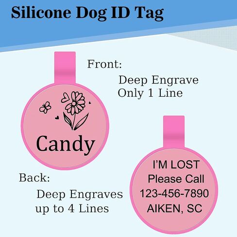 Silent Dog ID Tags, Personalized Engraved Silicone Dog and Cat Name Pet ID Tags, Lightweight and Waterproof, Soundless No More Jingling Tags(Bone, 1 PCS) in Kuwait