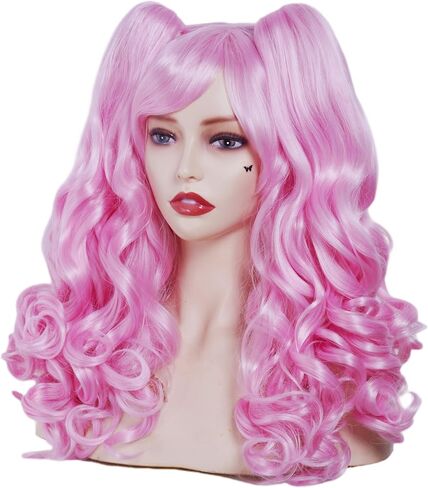 شعر مستعار Long Ginger للنساء Lolita Auburn Culry مع مقطع 2 ذيل الحصان على شعر مستعار تأثيري اصطناعي مع الانفجارات in Kuwait