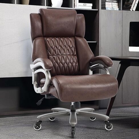 Big and Tall 400lbs Office Chair - Adjustable Lumbar Support Quiet Rubber Wheels Heavy Duty Metal Base, High Back Large Executive Computer Desk, Thick Padded Ergonomic Design for Back Pain (Black) in Saudi Arabia