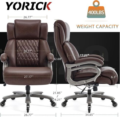 Big and Tall 400lbs Office Chair - Adjustable Lumbar Support Quiet Rubber Wheels Heavy Duty Metal Base, High Back Large Executive Computer Desk, Thick Padded Ergonomic Design for Back Pain (Black) in Saudi Arabia