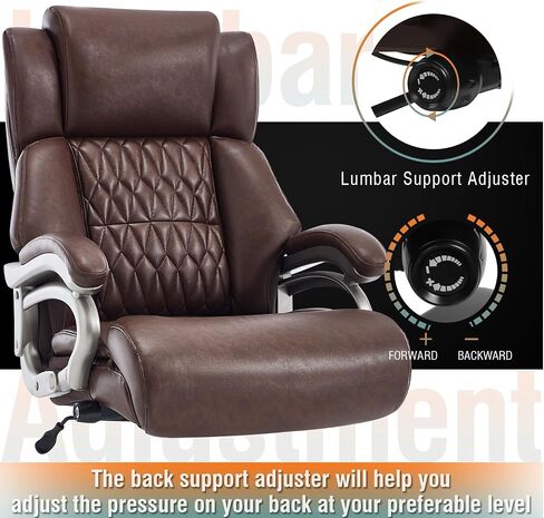 Big and Tall 400lbs Office Chair - Adjustable Lumbar Support Quiet Rubber Wheels Heavy Duty Metal Base, High Back Large Executive Computer Desk, Thick Padded Ergonomic Design for Back Pain (Black) in Saudi Arabia