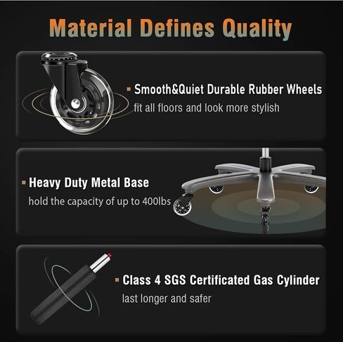 Big and Tall 400lbs Office Chair - Adjustable Lumbar Support Quiet Rubber Wheels Heavy Duty Metal Base, High Back Large Executive Computer Desk, Thick Padded Ergonomic Design for Back Pain (Black) in Saudi Arabia