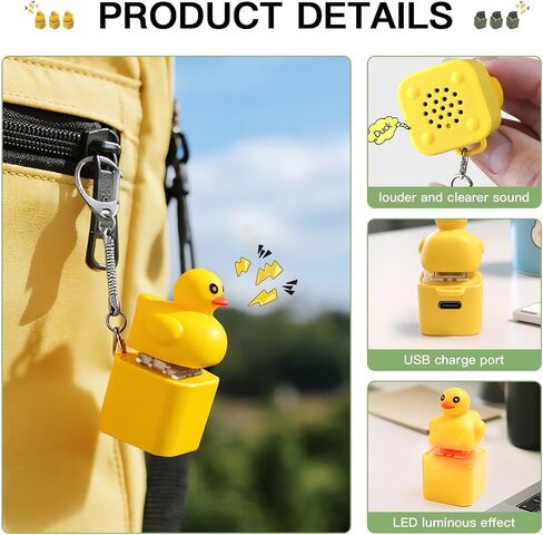 لعبة Ducking Quacking Toy - سلسلة مفاتيح البط القابلة لإعادة الشحن ، ومسكنات ضغوط البط الرخوة مع الأضواء الملونة ، والراحة المرح والقلق المحمولة (Ducking Duck) in Kuwait