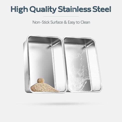 2 عبوة القمامة من الفولاذ المقاوم للصدأ ، XL 22.8 "x15" x 10.2 "صينية القمامة المعدنية ذات الوجهين العالي مع السبق الصوتي ، ومرشح للاضطراب ، خالية من الرائحة ، غير لاصقة ، سهلة التنظيف (رمادي رمادي داكن والرمادي الفاتح) in Kuwait