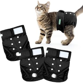 Wegreeco Cat Diapers, Cat Diapers for Male Female Spraying Incontinence, Reusable Adjustable Highly Absorbent (3 Pack, Small) in Kuwait