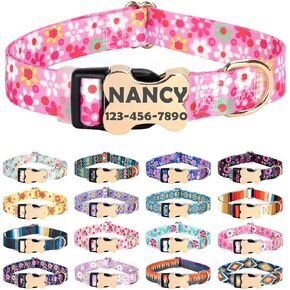 Custom Customized Personalized Dog Collars with Engraved ID Tags Name Plate Phone Number Colorful Adjustable Dog Collars for Male Female Girl Boy Puppy X-Small Small Medium Large X-Large Dogs in Saudi Arabia