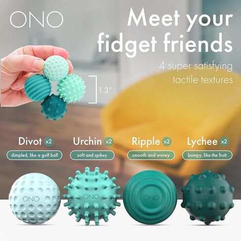 ONO Signets – Silicone Magnetic Balls with Textured Dimples, Bumps, and Waves | Fun to Play with Fidget Toy for Adults | Help Relieve Stress, Anxiety, Tension | Promotes Focus, Clarity (Teal) in Kuwait