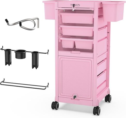 TASALON Professional Rolling Salon Cart, 6-Drawer Storage Trolley with Tool Holders, 33-Inch Height,Barber Shop Hairdressing Beauty Versatile Equipment Black in Saudi Arabia