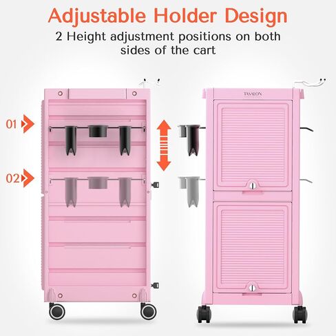 TASALON Professional Rolling Salon Cart, 6-Drawer Storage Trolley with Tool Holders, 33-Inch Height,Barber Shop Hairdressing Beauty Versatile Equipment Black in Saudi Arabia