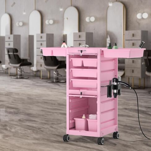 TASALON Professional Rolling Salon Cart, 6-Drawer Storage Trolley with Tool Holders, 33-Inch Height,Barber Shop Hairdressing Beauty Versatile Equipment Black in Saudi Arabia