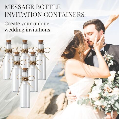 Baderke 24 Pcs 5.6 oz Message Bottles with 50 Sheets Vintage Design Paper Plastic Bottles & Corks Twines for Message Invitations Birthday Wedding Baby Shower DIY Crafts Gift Party Favors in Saudi Arabia