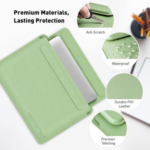 AboveTEK 2-in-1 Laptop Sleeve Case with Stand for 13-14 inch Laptops, Lightweight Leather Sleeve Bag with Ergonomic Wrist Cushion & Adjustable Angles, Protective Bag for MacBook, Grey in Saudi Arabia