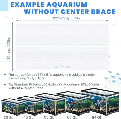 Sieral Clear Aquarium Canopy Set Polycarbonate Greenhouse Panels 23.07 x 11.69 x 0.24 Inch for 15/20H/55 Gallon Fish Tank Without with Center Brace Aquariums Cover Fish Tank Lid in Saudi Arabia