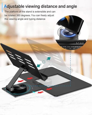 for Samsung Galaxy Z Fold 7 6 5 4 All Fold Smartphones Bluetooth Keyboard Stand Mouse & Pen Set, Portable Travel Wireless Keyboard Adjustable Foldable Aluminum Alloy Desk Holder for 4.7"-8.5" Tablets in Saudi Arabia