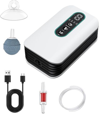 Pawfly Aquarium Air Pump, Rechargeable Battery Oxygen Pump for 5-20 Gallon Fish Tank Bucket, Portable Live Bait Aerator for Fish, Adjustable Fish Tank Air Pump for Outdoor Fishing and Fish Transport in Kuwait