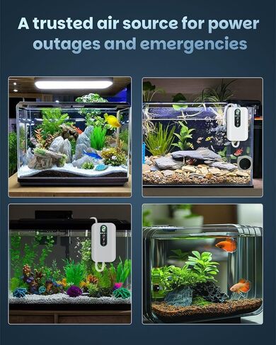 Pawfly Aquarium Air Pump, Rechargeable Battery Oxygen Pump for 5-20 Gallon Fish Tank Bucket, Portable Live Bait Aerator for Fish, Adjustable Fish Tank Air Pump for Outdoor Fishing and Fish Transport in Kuwait