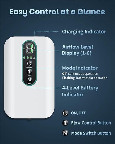 Pawfly Aquarium Air Pump, Rechargeable Battery Oxygen Pump for 5-20 Gallon Fish Tank Bucket, Portable Live Bait Aerator for Fish, Adjustable Fish Tank Air Pump for Outdoor Fishing and Fish Transport in Kuwait