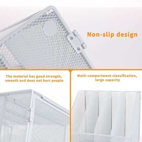 Mesh Metal A4 Magazine File Holder, Desktop 4 Sections Document Holder Office File Storage Rack for Desk Tidy, Paper Organiser Filing Rack,4 Compartments,(Black) in Saudi Arabia