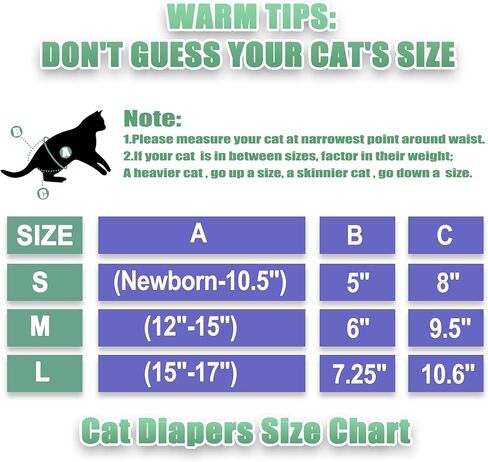 Wegreeco Cat Diapers, Cat Diapers for Male Female Spraying Incontinence, Reusable Adjustable Highly Absorbent (3 Pack, Small) in Kuwait