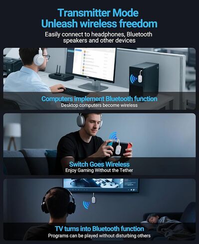جهاز استقبال جهاز الإرسال Bluetooth ، 3.5 مم إلى Bluetooth 5.3 جهاز إرسال ، محول طائرة 2 في 1 للسماعات الرأس ، التلفزيون ، الطائرات ، ستيريو المنزل ، مكبرات صوت ، سماعة رأس ، سيارة ، اتصال مزدوج in Kuwait