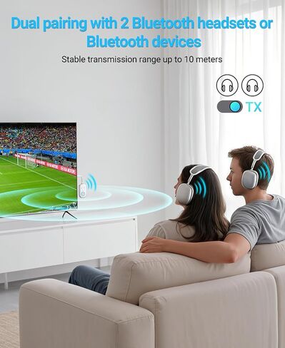 جهاز استقبال جهاز الإرسال Bluetooth ، 3.5 مم إلى Bluetooth 5.3 جهاز إرسال ، محول طائرة 2 في 1 للسماعات الرأس ، التلفزيون ، الطائرات ، ستيريو المنزل ، مكبرات صوت ، سماعة رأس ، سيارة ، اتصال مزدوج in Kuwait