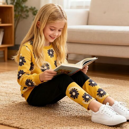 Kids Toddler Girl Clothes Heart Letter Print Long-sleeved round collar top+Letter Print Pants Outfits Set in Kuwait