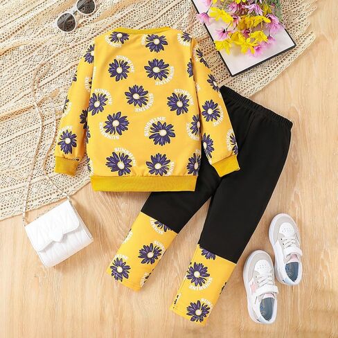 Kids Toddler Girl Clothes Heart Letter Print Long-sleeved round collar top+Letter Print Pants Outfits Set in Kuwait