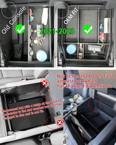 Tacobro Center Console Organizer متوافق مع Ford F150 2021-2024 2025 الملحقات ، STX/Hupl/Lariat/King Ranch/Platinum F-150 Lightning Armres ، (40/وحدة تحكم/40 مقعد أمامي فقط) in Saudi Arabia