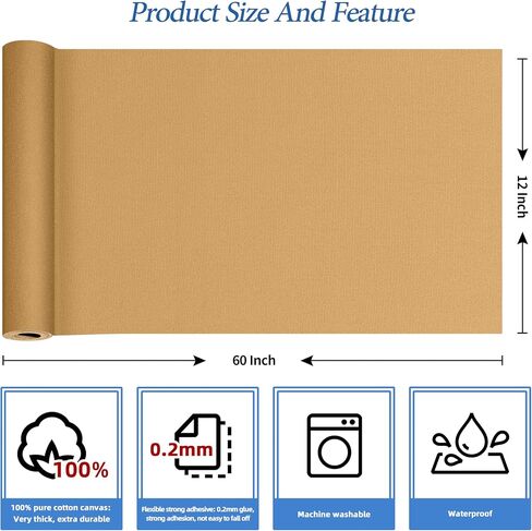 KING MOUNTAIN Canvas Iron on Patch,12"×60",Waterproof 100% Cotton Fabric Repair Patch,Used for Various Sofa,Tent,Clothes,Seats,Suitcases (Dark Blue,Waterproof) in Saudi Arabia