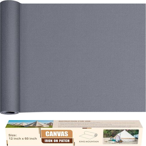 KING MOUNTAIN Canvas Iron on Patch,12"×60",Waterproof 100% Cotton Fabric Repair Patch,Used for Various Sofa,Tent,Clothes,Seats,Suitcases (Dark Blue,Waterproof) in Saudi Arabia