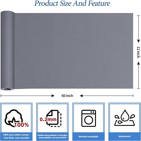 KING MOUNTAIN Canvas Iron on Patch,12"×60",Waterproof 100% Cotton Fabric Repair Patch,Used for Various Sofa,Tent,Clothes,Seats,Suitcases (Dark Blue,Waterproof) in Saudi Arabia