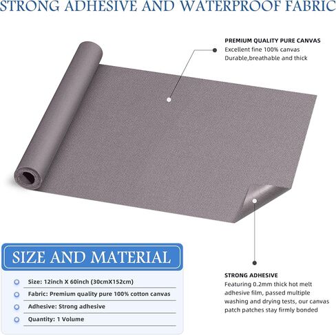 KING MOUNTAIN Canvas Iron on Patch,12"×60",Waterproof 100% Cotton Fabric Repair Patch,Used for Various Sofa,Tent,Clothes,Seats,Suitcases (Dark Blue,Waterproof) in Saudi Arabia