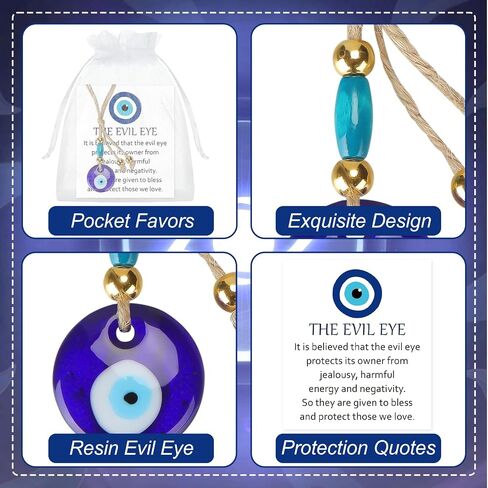 Skylety 12 Set Turkish Blue Evil Eye Charms Glass Evil Eye Keychain Car Hanging Good Luck Charm and Protection Gifts Greek Amulet Lucky Gifts Wedding Party Favors Decor in Saudi Arabia