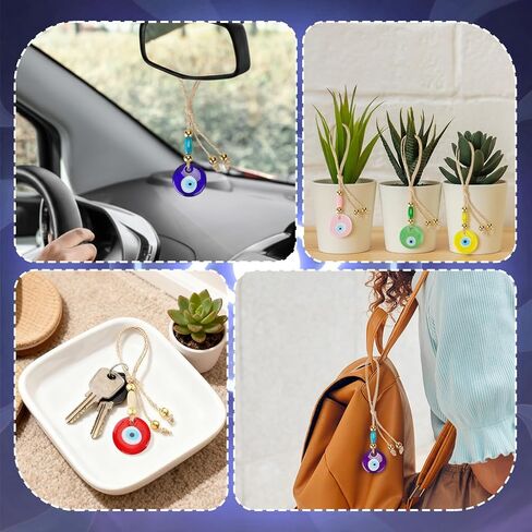 Skylety 12 Set Turkish Blue Evil Eye Charms Glass Evil Eye Keychain Car Hanging Good Luck Charm and Protection Gifts Greek Amulet Lucky Gifts Wedding Party Favors Decor in Saudi Arabia