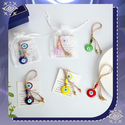 Skylety 12 Set Turkish Blue Evil Eye Charms Glass Evil Eye Keychain Car Hanging Good Luck Charm and Protection Gifts Greek Amulet Lucky Gifts Wedding Party Favors Decor in Saudi Arabia