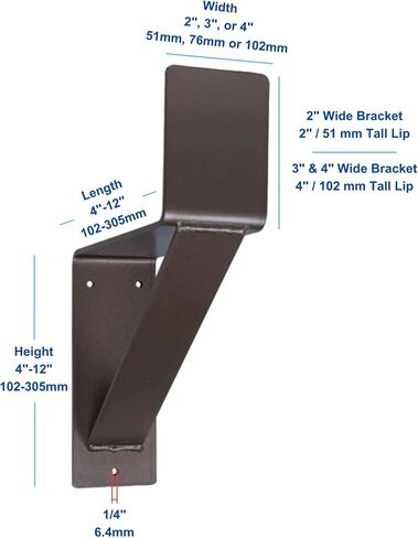 Mantel Bracket Corbel, 2 Inch Wide with Lip, Individually Sold, Heavy Duty Fireplace Shelf, Made in USA in Saudi Arabia
