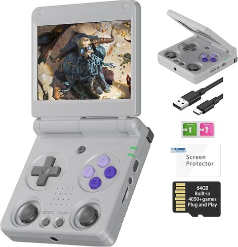 RG 34XXSP RETRO GAME GAME CONULE LINUX 3.4 بوصة شاشة IPS 720*480+ ألعاب كلاسيكية 64G بطاقة RG 34XXSP RETRO GAMING CONSOLE HOLEM 3300MAH بطارية متوافقة مع WIFI HDMI Bluetooth Black in Kuwait