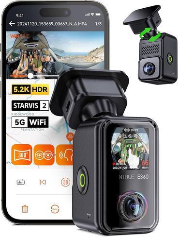 Vantrue E360 Plus 3 Channel 360 Degree WiFi Dash Cam, Dual STARVIS 2, Triple1944P Front Rear and Inside Dashcam, HDR IR Night Vision, GPS, Touchscreen, 24/7 Parking Mode, LTE Support, Support 1TB Max in Saudi Arabia