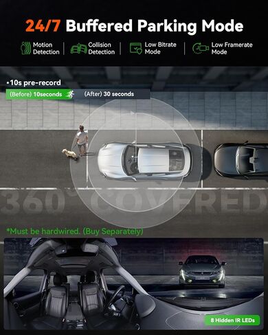 Vantrue E360 Plus 3 Channel 360 Degree WiFi Dash Cam, Dual STARVIS 2, Triple1944P Front Rear and Inside Dashcam, HDR IR Night Vision, GPS, Touchscreen, 24/7 Parking Mode, LTE Support, Support 1TB Max in Saudi Arabia