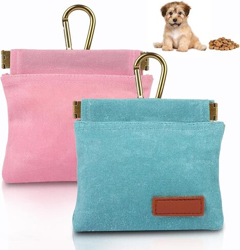 2Pcs Dog Treat Pouches for Pet Training, Hand Free Puppy Dogs Treat Bag with Carabiner, Portable Auto Closing Pet Dog Walking Bag for Travel or Outdoor Use, Pets Feed Snack Reward Pocket- Black, Green in Saudi Arabia